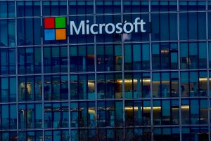 FILE PHOTO: A Microsoft logo is seen in Issy les Moulineaux near Paris